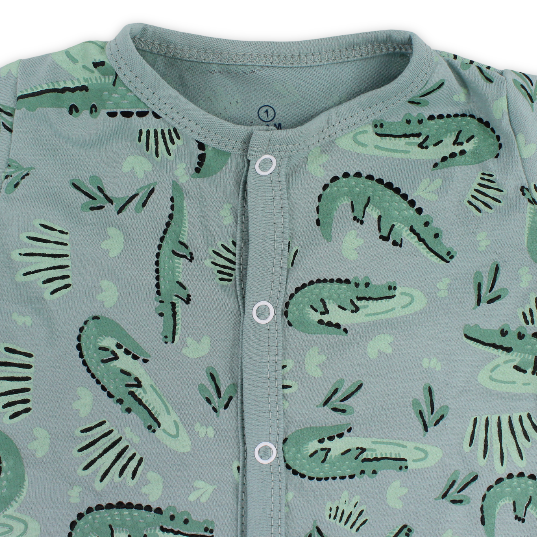 Baby Boys Cotton Romper – Crocodile Print