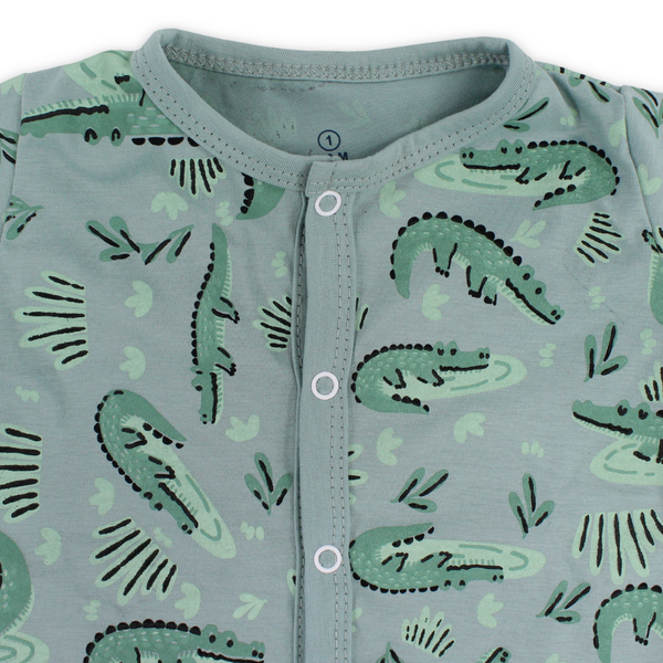 Baby Boys Cotton Romper – Crocodile Print