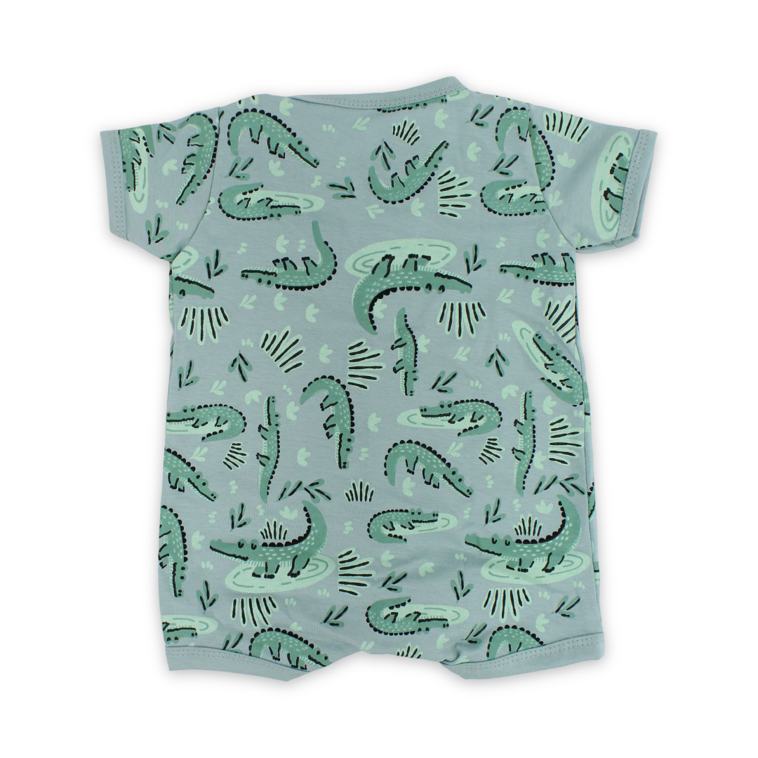 Baby Boys Cotton Romper – Crocodile Print