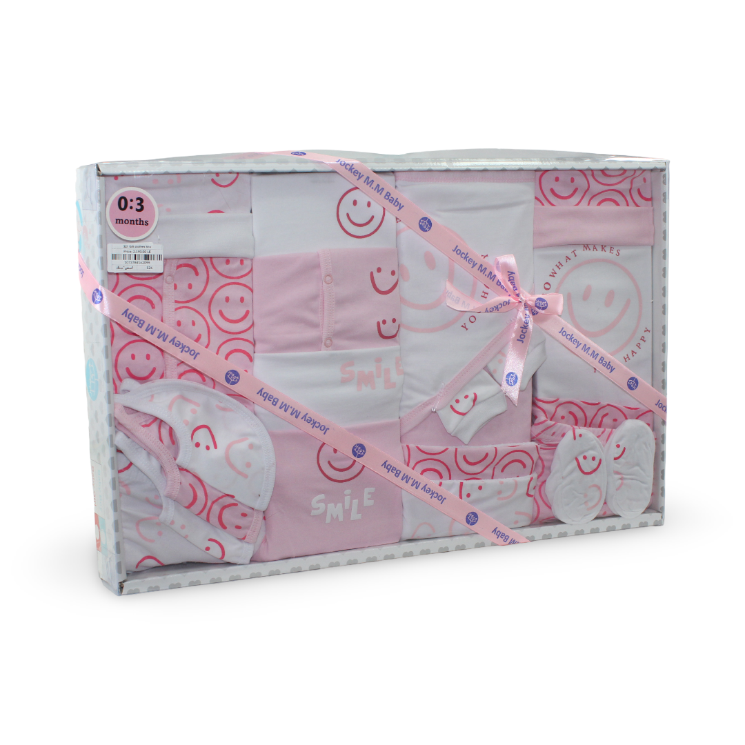 Baby Girls Cotton Gift Clothes Box Pink & White – 0-3m (20 Pcs) - Clothing - JOKY