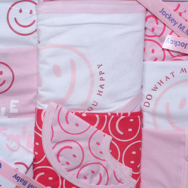 Baby Girls Cotton Gift Clothes Box Pink & White – 0-3m (10 Pcs)