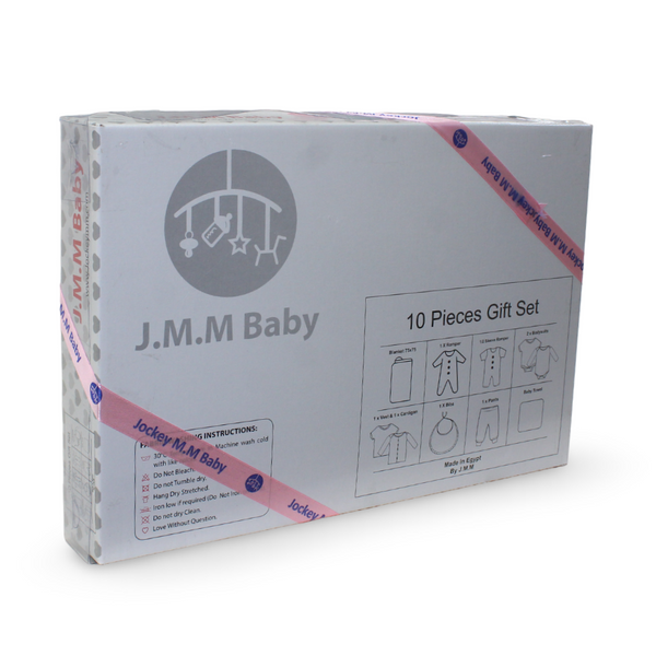 Baby Girls Cotton Gift Clothes Box Pink & White – 0-3m (10 Pcs)