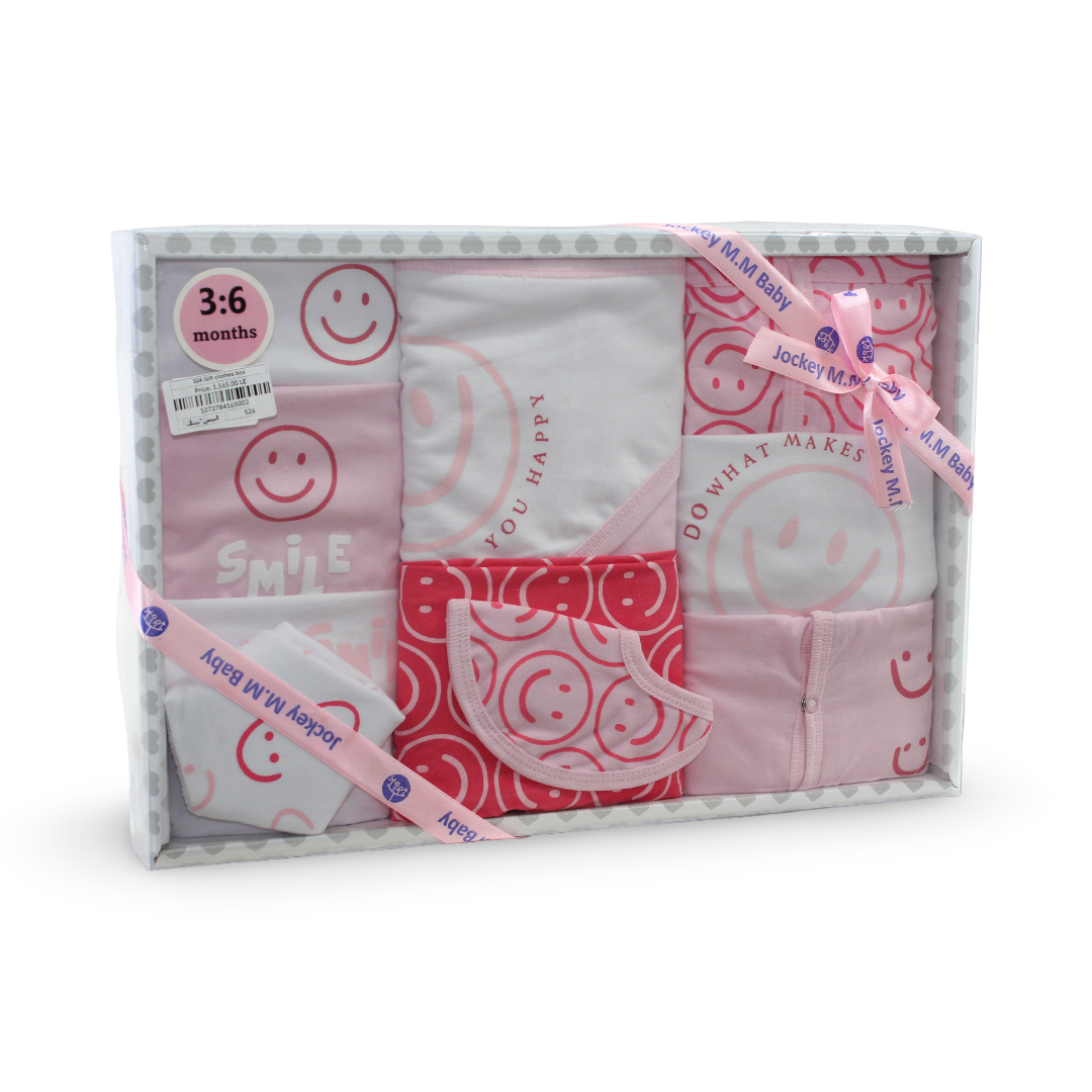 Baby Girls Cotton Gift Clothes Box Pink & White – 3-6m (10 Pcs) - Clothing - JOKY