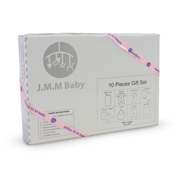 Baby Girls Cotton Gift Clothes Box Pink & White – 3-6m (10 Pcs)