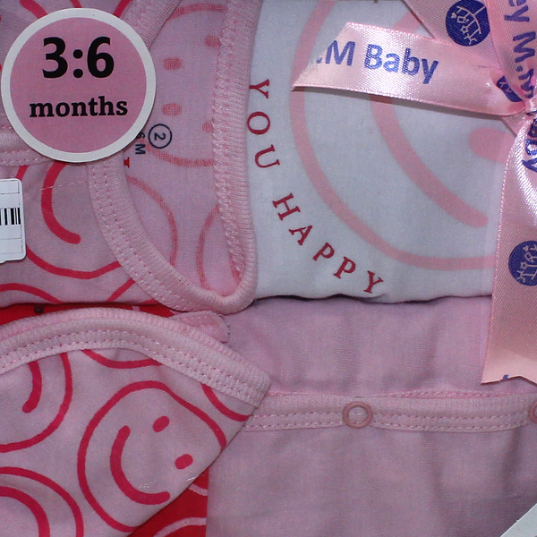 Baby Girls Cotton Gift Clothes Box Pink & White – 3-6m (5 Pcs)