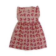 Girls Cotton Nightgown – Salmon with Rainbow Print
