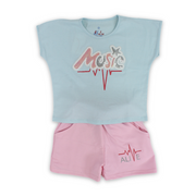 Girls Cotton Pajama – "Music" Print