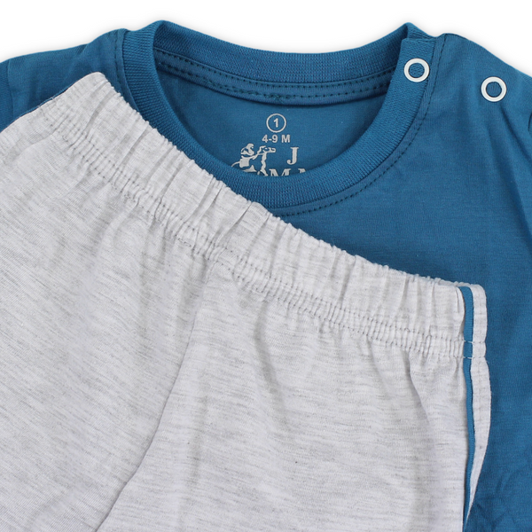 Baby Boys Cotton Pajama – Turquoise with "Chill Master" Print