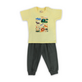 Baby Boys Cotton Pajama – Yellow with Animals Print