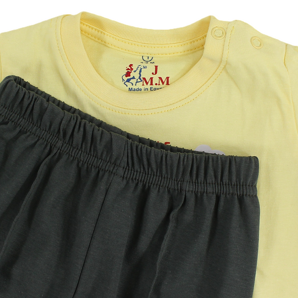 Baby Boys Cotton Pajama – Yellow with Animals Print