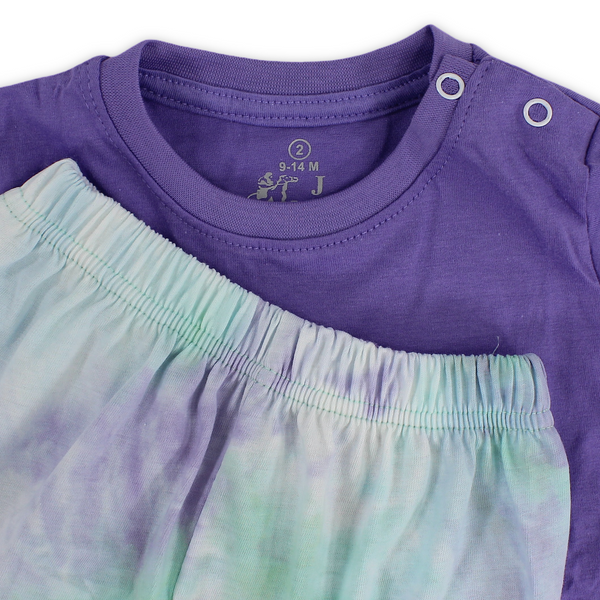 Baby Girls Cotton Pajama – Purple with "Mimi Bunny" Print