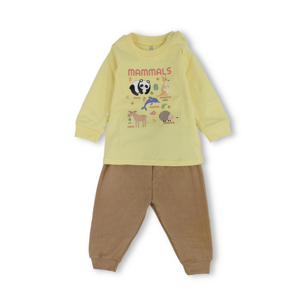 Unisex Baby Cotton Long-Sleeved Pajama – Mammals Print
