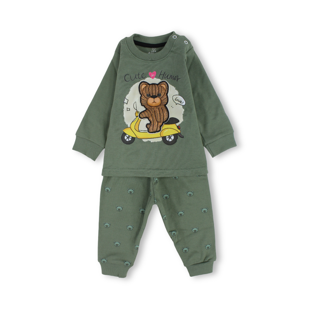 Baby Boys Cotton Long-Sleeved Pajama – "Cute Humor" Print
