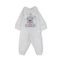 Baby Girls Cotton Pajama – White with Teddy Bear Print