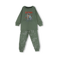 Boys Cotton Long-Sleeved Pajama – Olive with Space Man Print