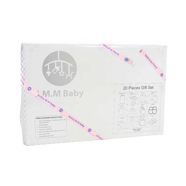 Baby Girls Cotton Gift Clothes Box – Pink & Grey with Unicorn Print 0-3m (20 Pcs)