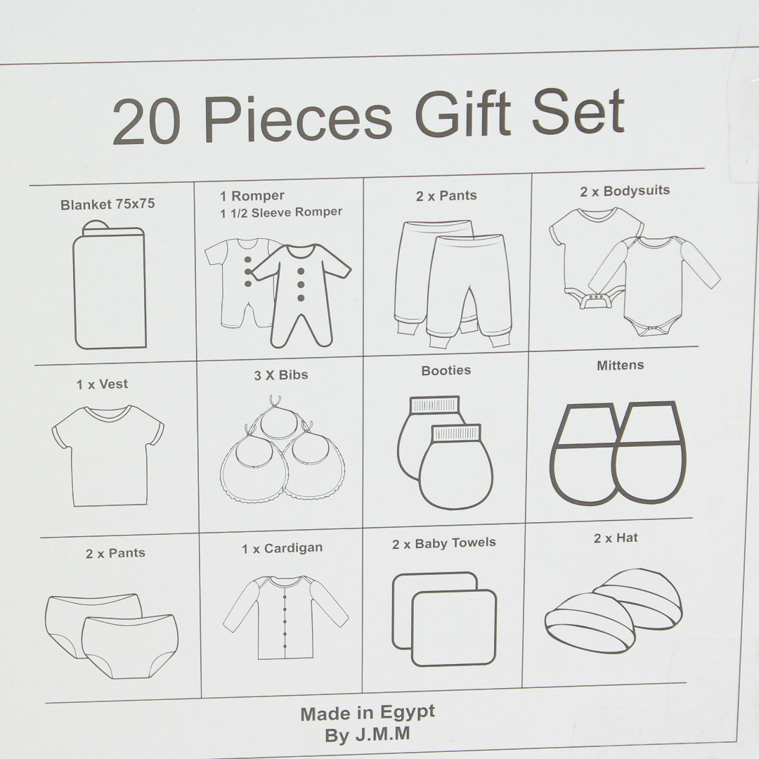 Baby Girls Cotton Gift Clothes Box – Pink & Grey with Unicorn Print 0-3m (20 Pcs)