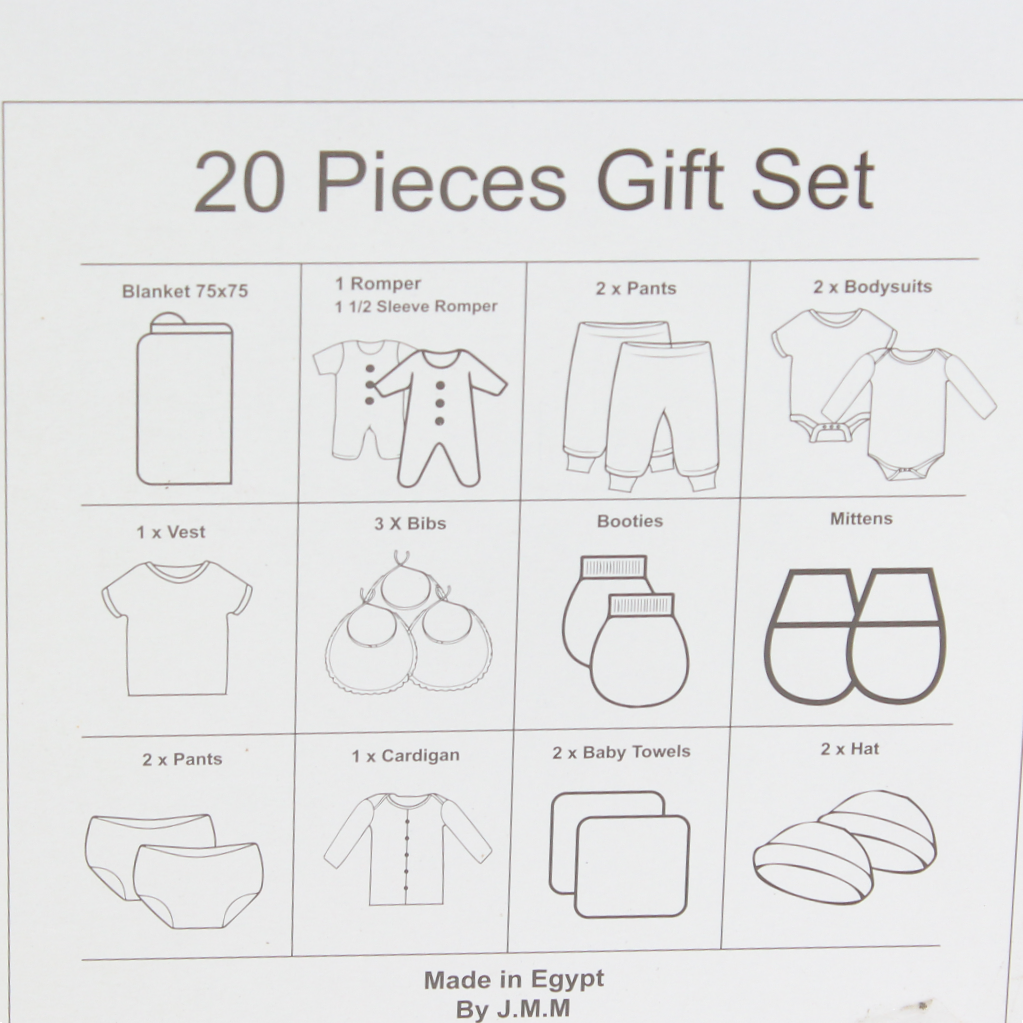 Baby Girls Cotton Gift Clothes Box – Pink & Grey with Unicorn Print 3-6m (20 Pcs)