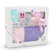 Baby Girls Cotton Gift Clothes Box – Pink & Grey with Unicorn Print 0-3m (5 Pcs)