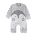 Baby Boys Cotton Baby Footie – Grey with Penguin Print