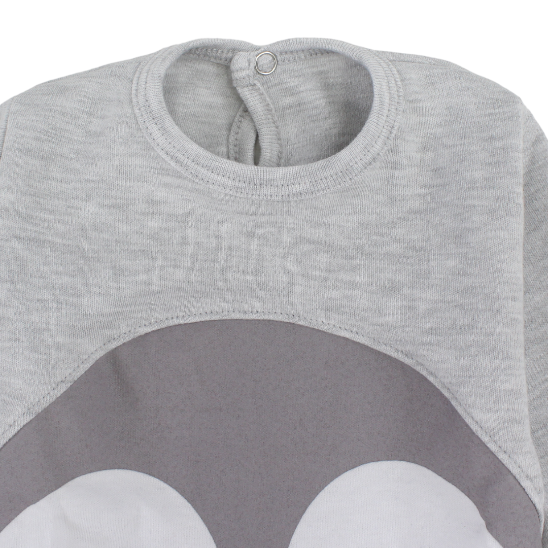 Baby Boys Cotton Baby Footie – Grey with Penguin Print