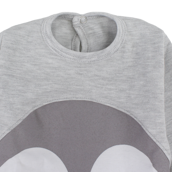Baby Boys Cotton Baby Footie – Grey with Penguin Print