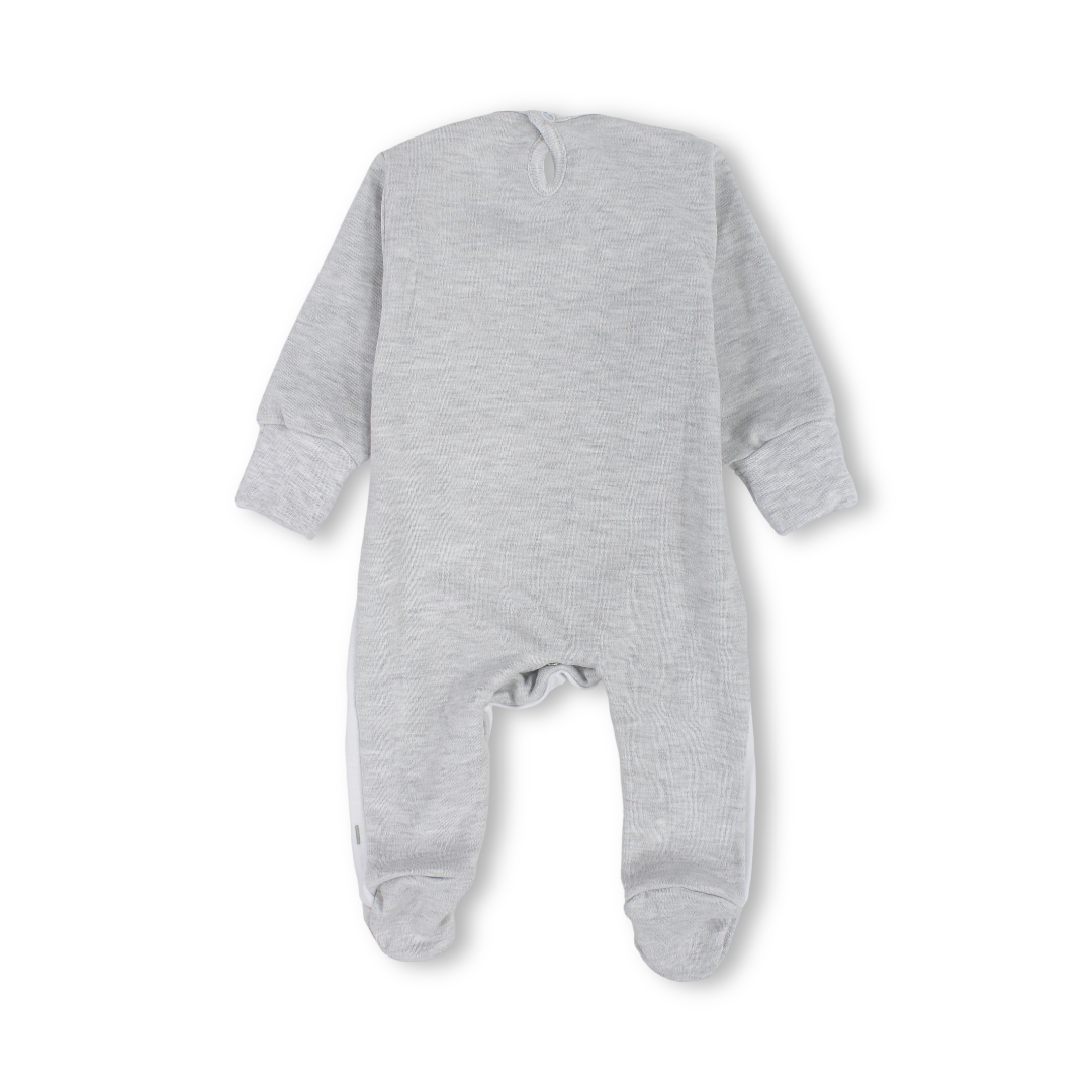 Baby Boys Cotton Baby Footie – Grey with Penguin Print