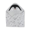 Cotton Baby Blanket – Grey with Penguin Print