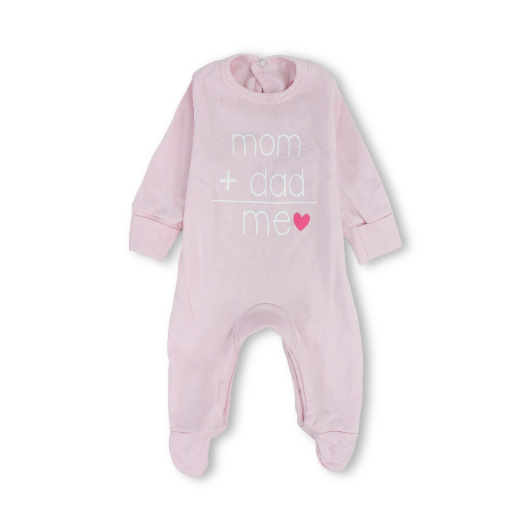 Unisex Baby Cotton Baby Footie – "Mom + Dad = Me" Print