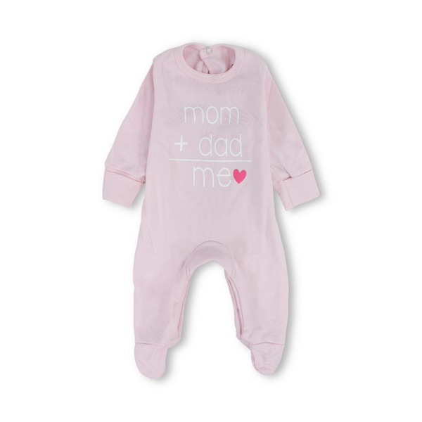 Unisex Baby Cotton Baby Footie – "Mom + Dad = Me" Print