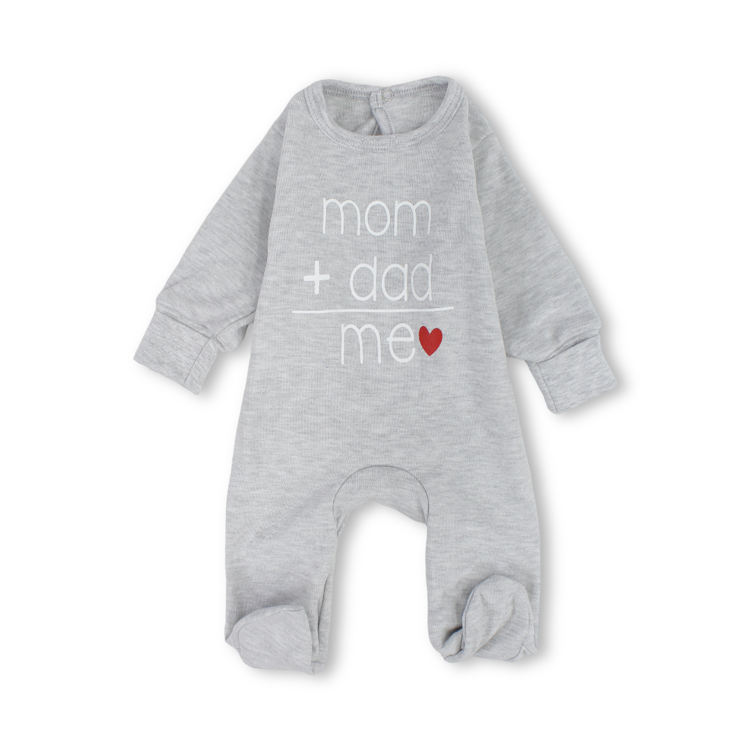 Unisex Baby Cotton Baby Footie – "Mom + Dad = Me" Print