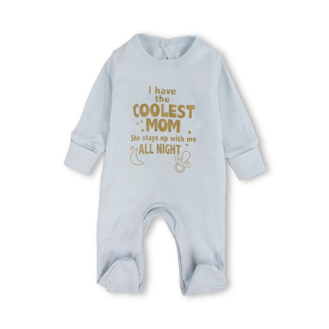 Unisex Baby Cotton Baby Footie – "Coolest Mom" Print