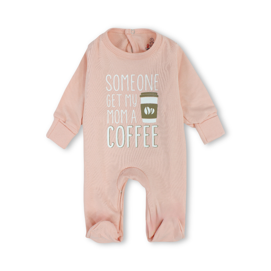 Unisex Baby Cotton Baby Footie – "Coffee" Print