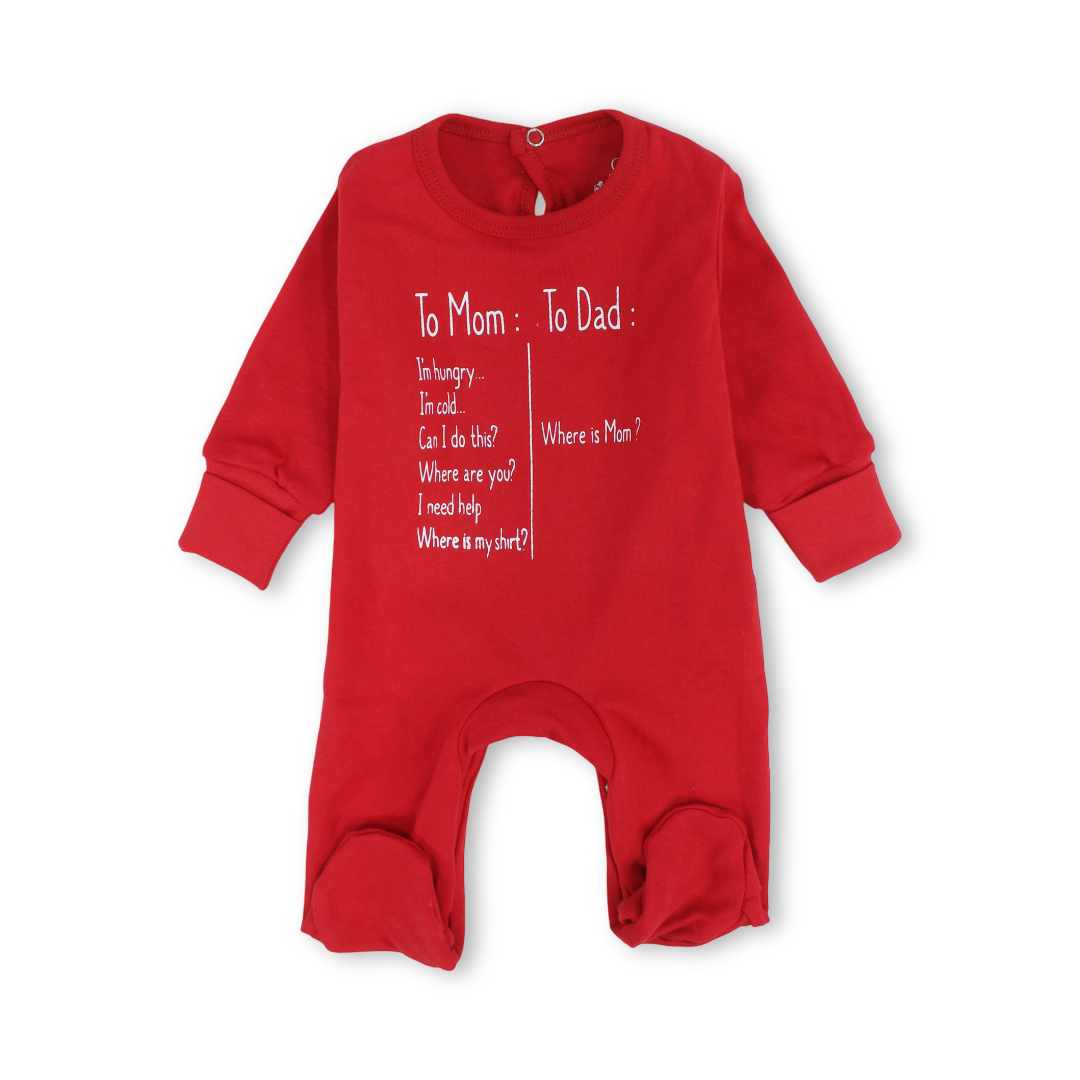 Unisex Baby Cotton Baby Footie – "To Mom To Dad" Print