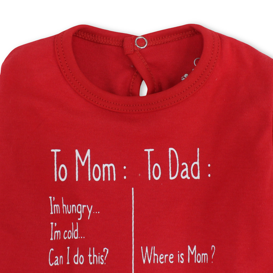 Unisex Baby Cotton Baby Footie – "To Mom To Dad" Print