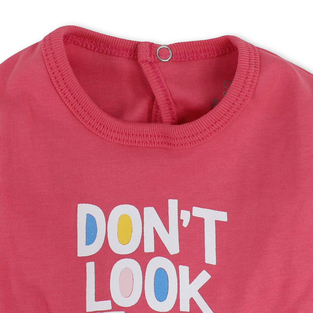 Baby Boys Cotton Baby Footie – "Don’t Look At Me" Print