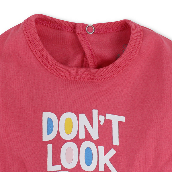 Baby Boys Cotton Baby Footie – "Don’t Look At Me" Print
