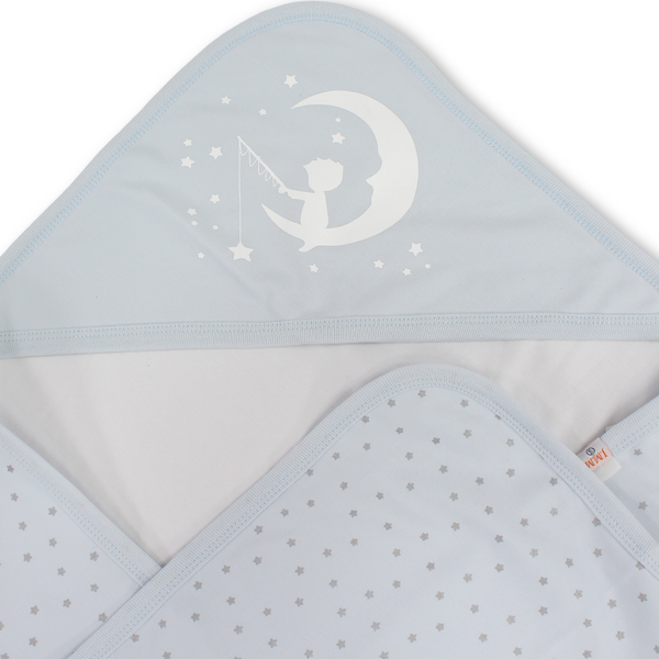 Cotton Baby Blanket – Baby Blue with Stars Print