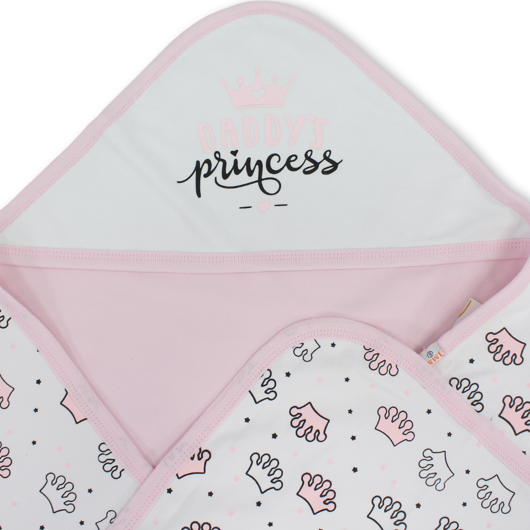 Cotton Baby Blanket – Pink with "Princess" Print