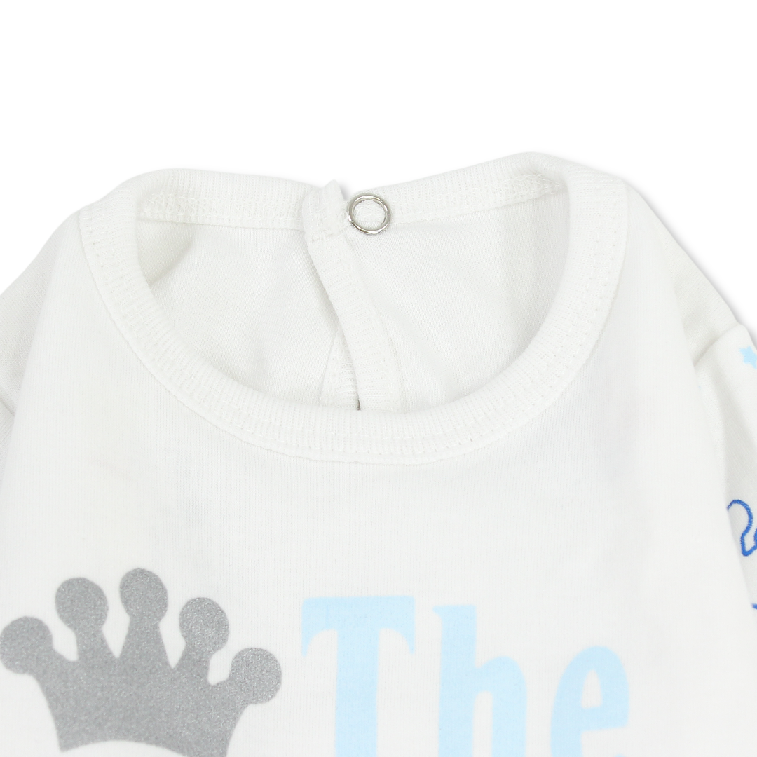 Cotton Baby Footie with "Prince" Print