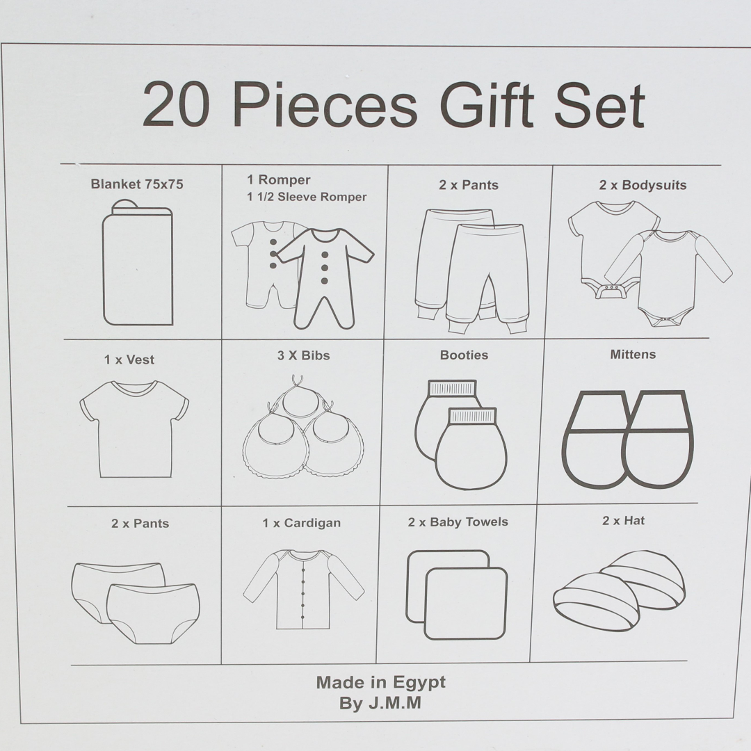 Baby Boys Gift Clothes Box – White* Baby Blue with "Prince" Print 3-6m (20Pcs)