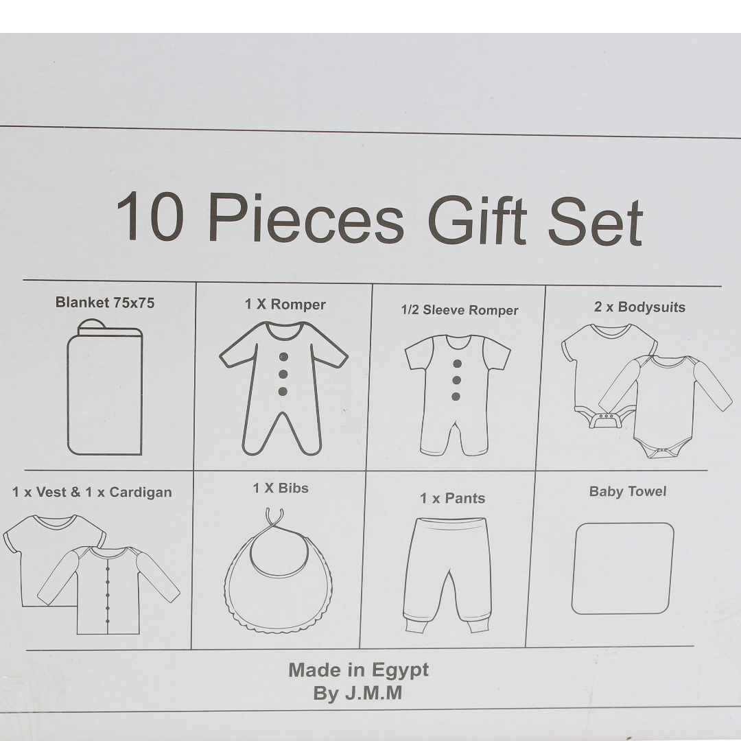 Baby Boys Gift Clothes Box – White* Baby Blue with "Prince" Print 0-3m (10Pcs)