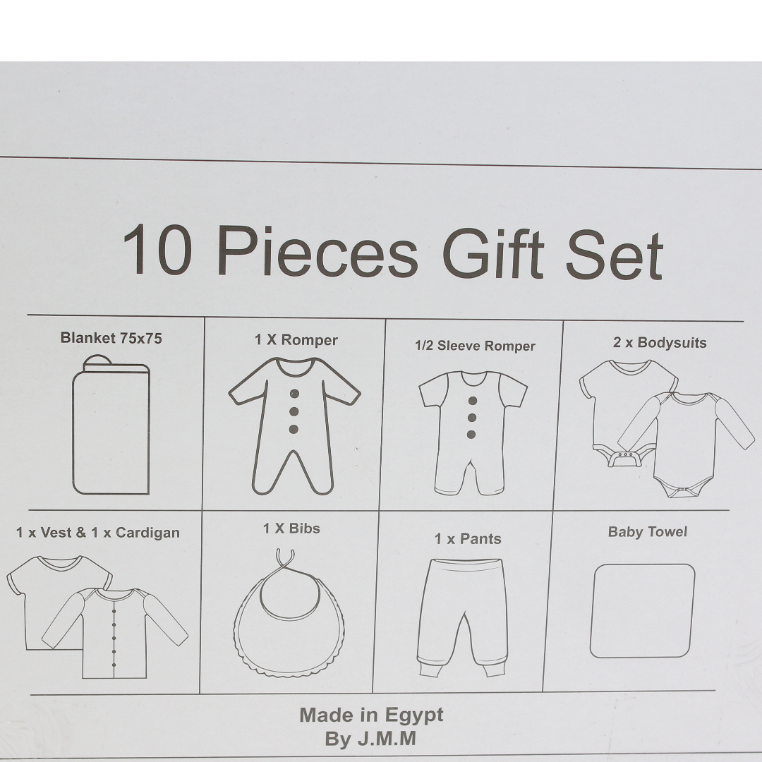 Baby Boys Gift Clothes Box – White* Baby Blue with "Prince" Print 3-6m (10Pcs)