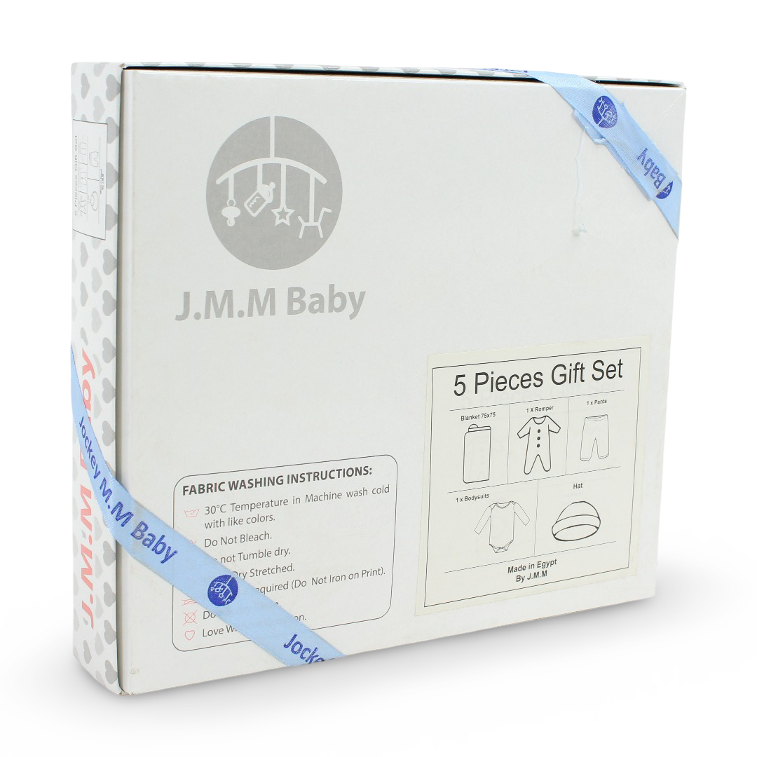 Baby Boys Gift Clothes Box – White* Baby Blue with "Prince" Print 0-3m (5Pcs)