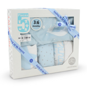 Baby Boys Gift Clothes Box – White* Baby Blue with "Prince" Print 3-6m (5Pcs)