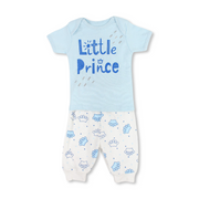 Baby Boys Cotton Pajama – Baby Blue with "Little Prince" Print