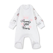 Baby Girls Cotton Baby Footie with "Princess" Print