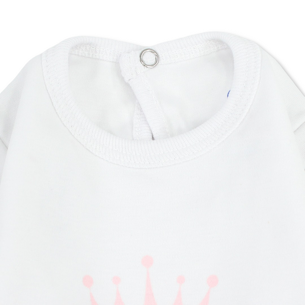 Baby Girls Cotton Baby Footie with "Princess" Print