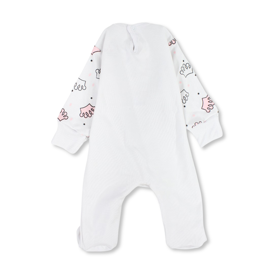 Baby Girls Cotton Baby Footie with "Princess" Print