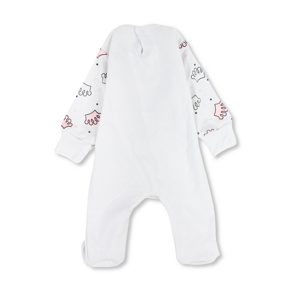 Baby Girls Cotton Baby Footie with "Princess" Print